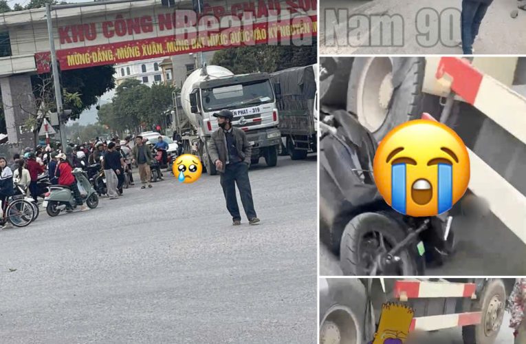 [VIDEO] Hiện trường vụ xe bồn trộn bê tông và xe máy tại KCN Châu Sơn