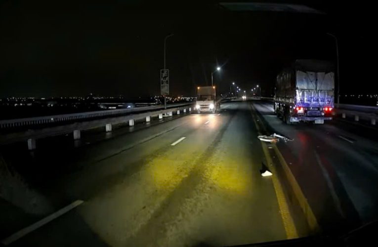 [VIDEO] Hiện trường vụ việc người đàn ông đi xe đạp trên cầu Thăng Long gặp TNGT